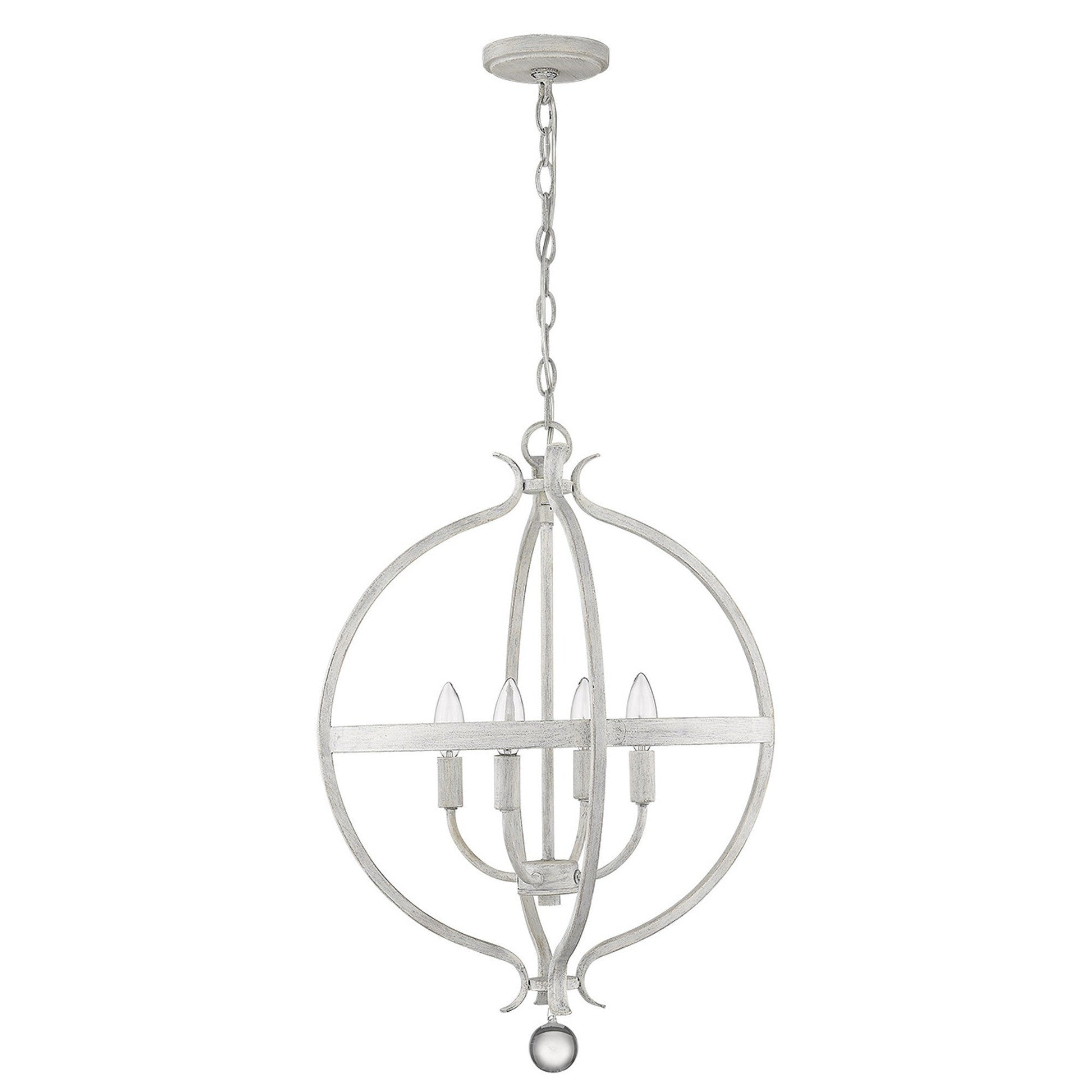 HomeRoots Callie 4-Light Country Pendant Lighting in White Finish