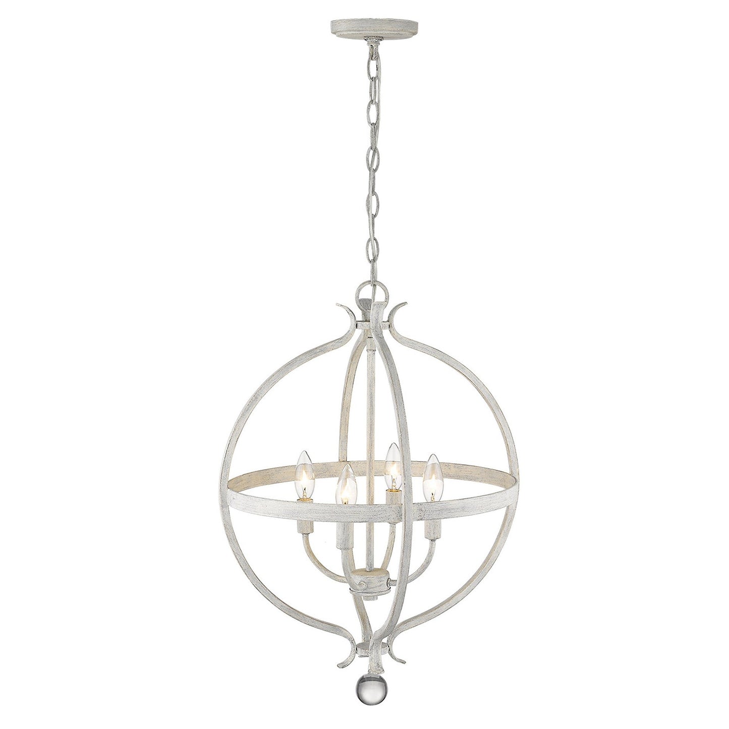 HomeRoots Callie 4-Light Country Pendant Lighting in White Finish