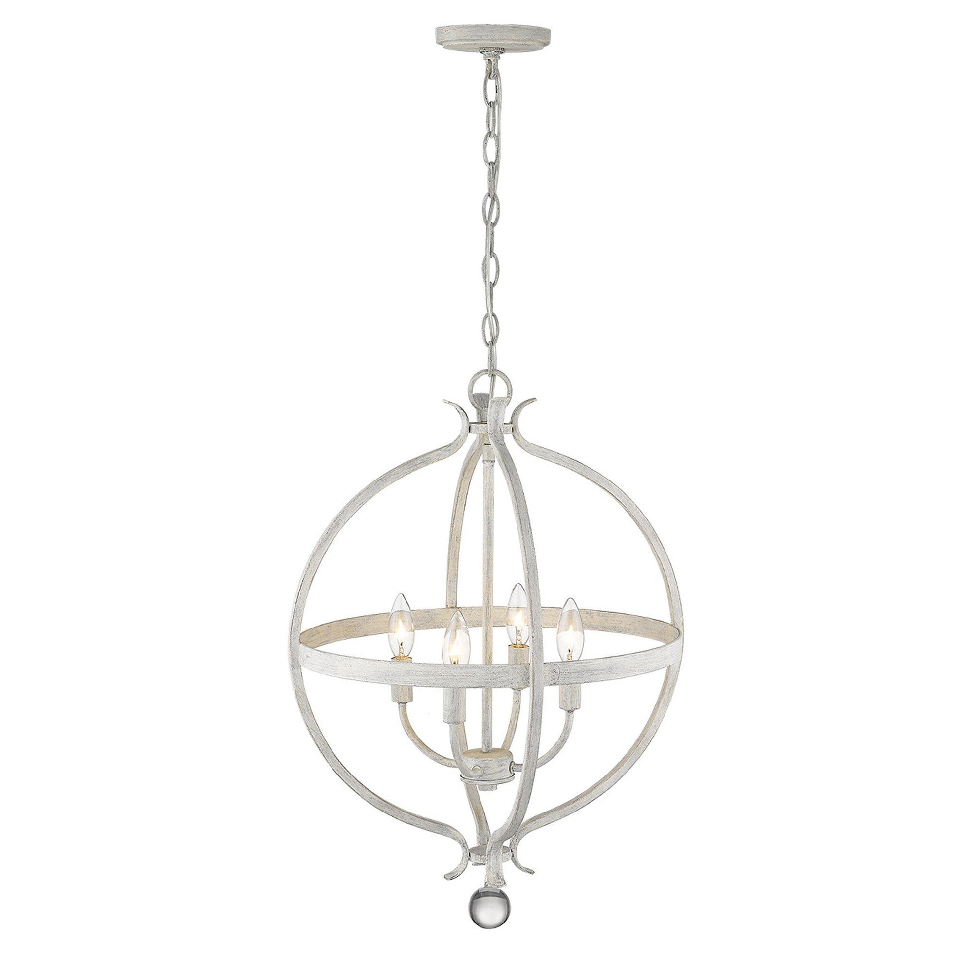 HomeRoots Callie 4-Light Country Pendant Lighting in White Finish