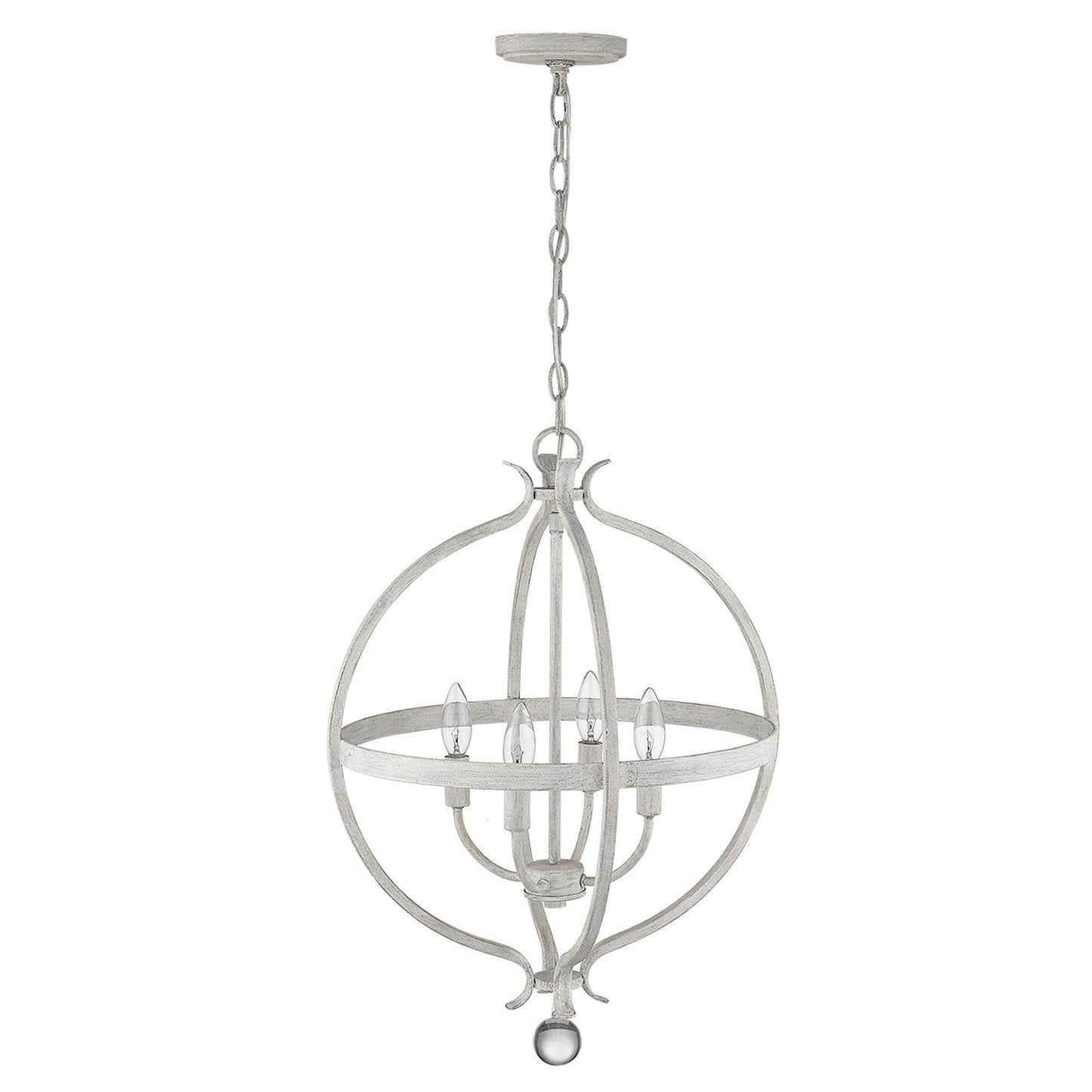 HomeRoots Callie 4-Light Country Pendant Lighting in White Finish