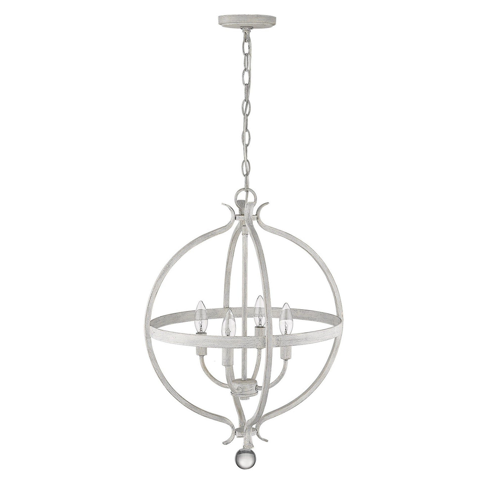 HomeRoots Callie 4-Light Country Pendant Lighting in White Finish