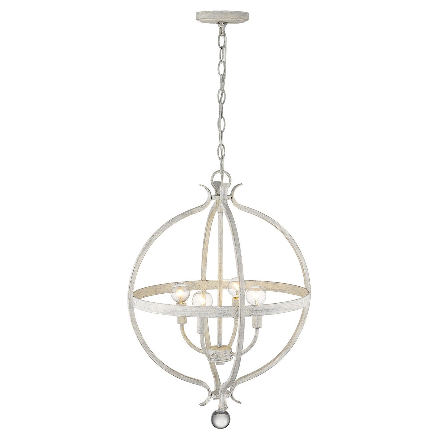 HomeRoots Callie 4-Light Country Pendant Lighting in White Finish