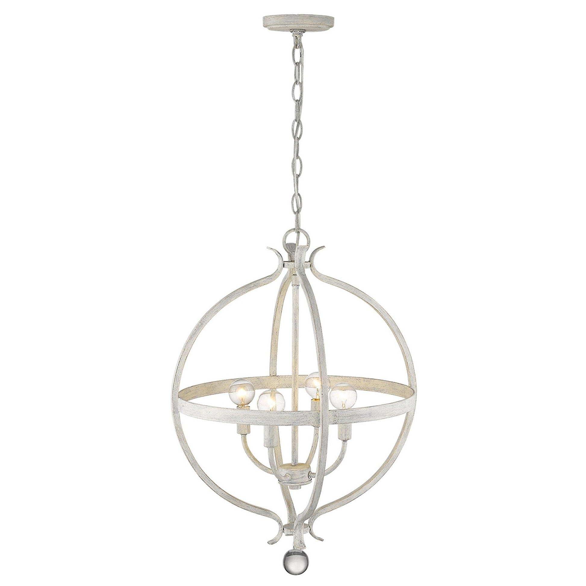 HomeRoots Callie 4-Light Country Pendant Lighting in White Finish