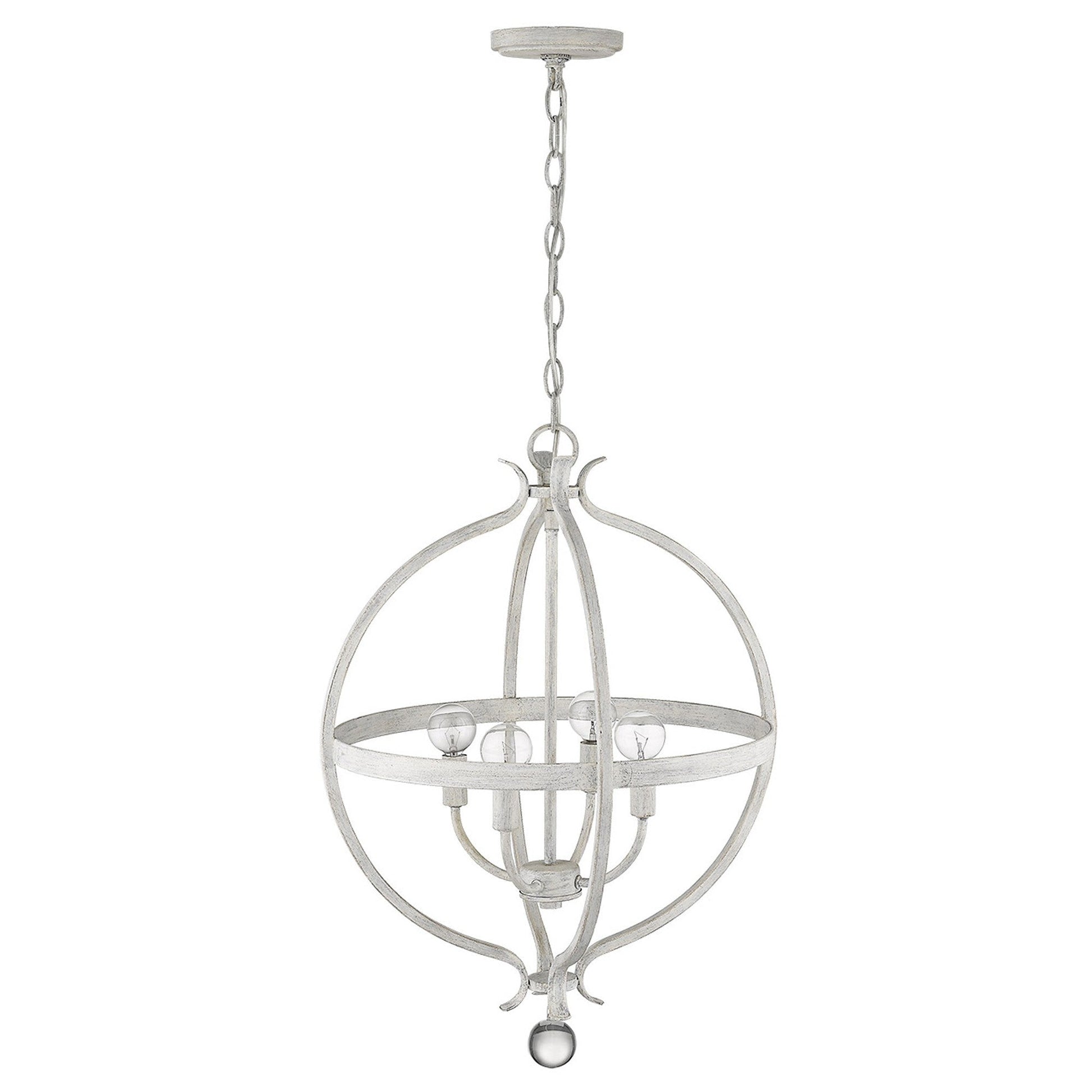 HomeRoots Callie 4-Light Country Pendant Lighting in White Finish