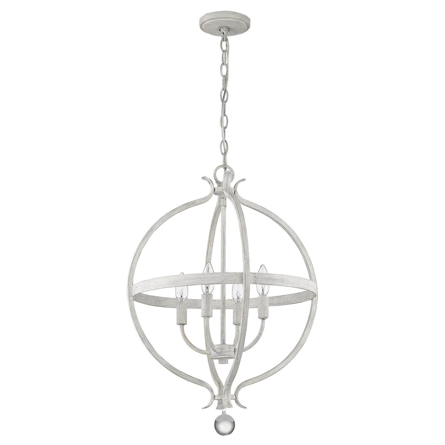 HomeRoots Callie 4-Light Country Pendant Lighting in White Finish