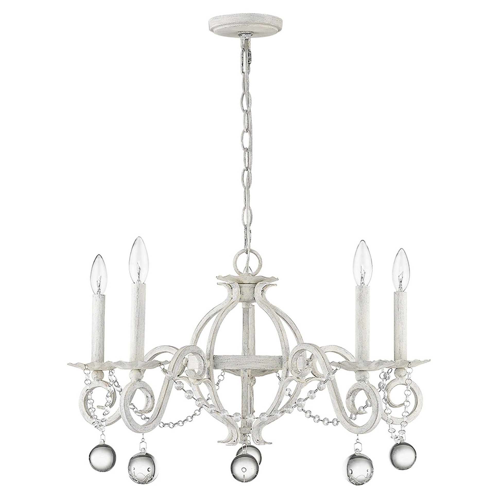 HomeRoots Callie 5-Light Chandelier in Country White Finish