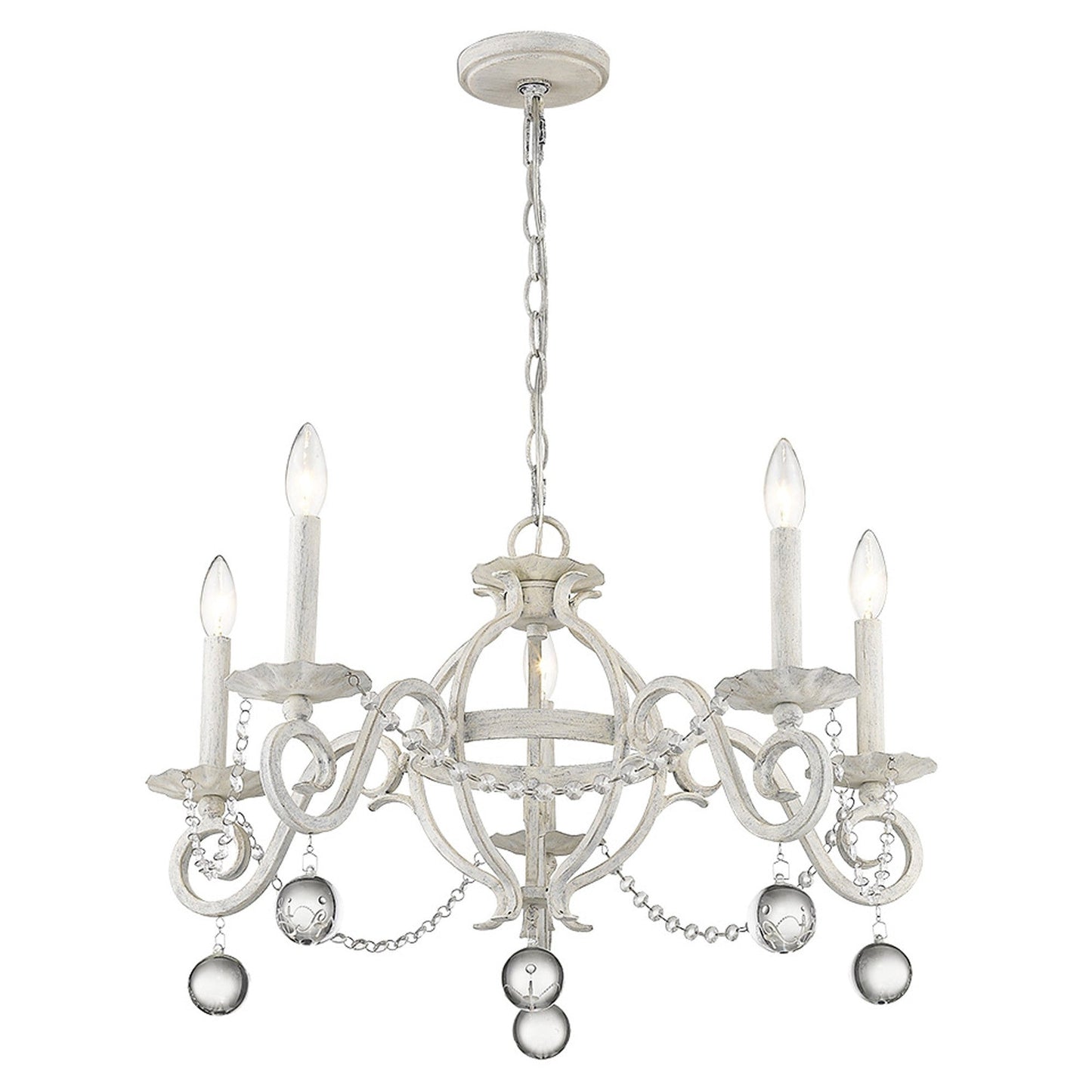 HomeRoots Callie 5-Light Chandelier in Country White Finish