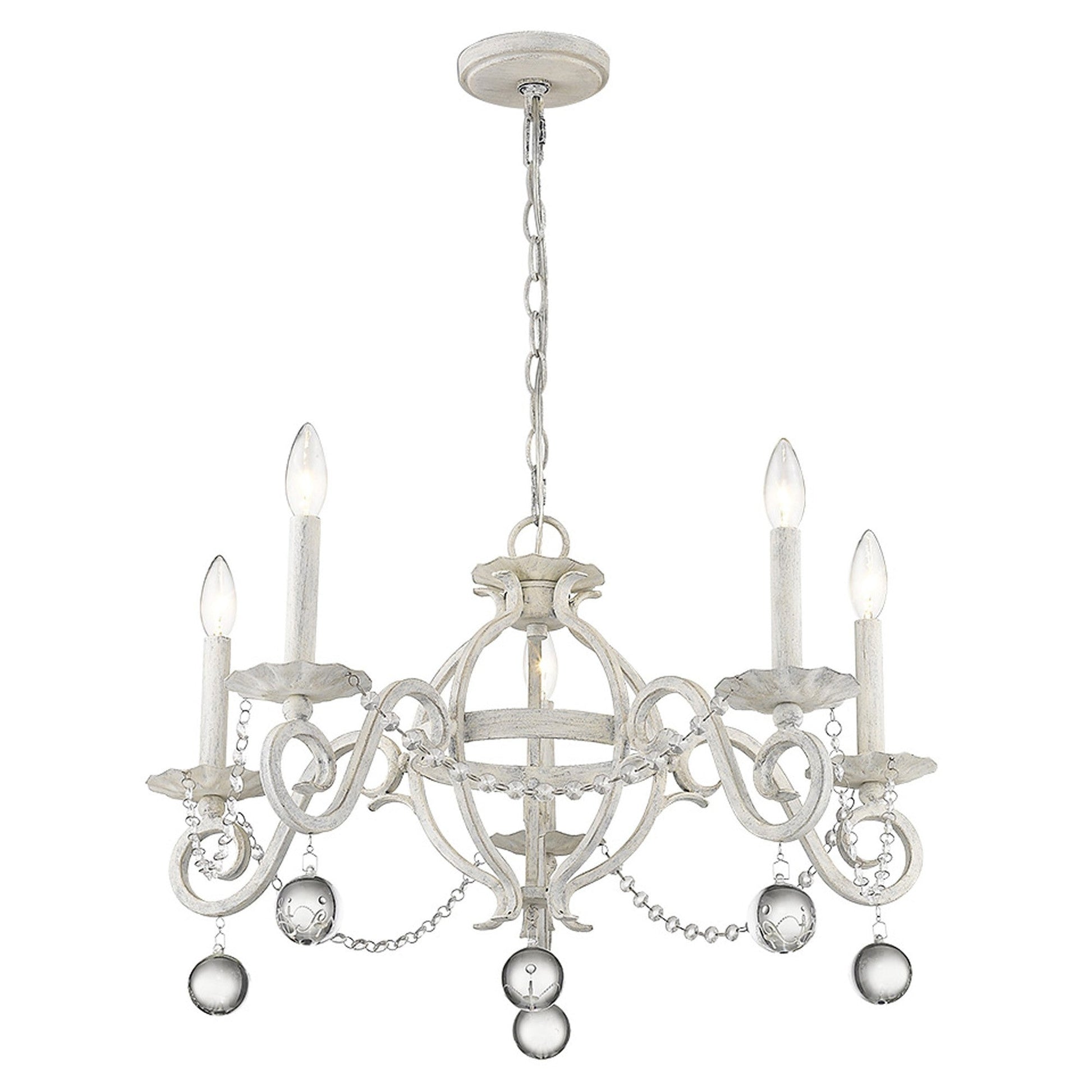 HomeRoots Callie 5-Light Chandelier in Country White Finish