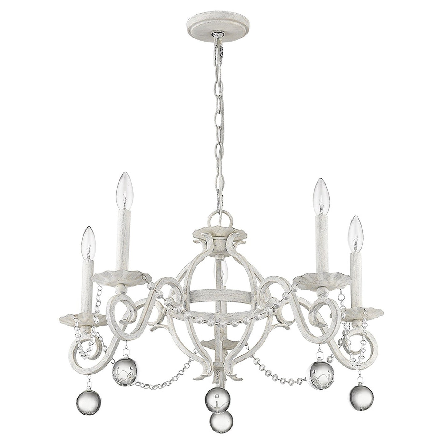 HomeRoots Callie 5-Light Chandelier in Country White Finish