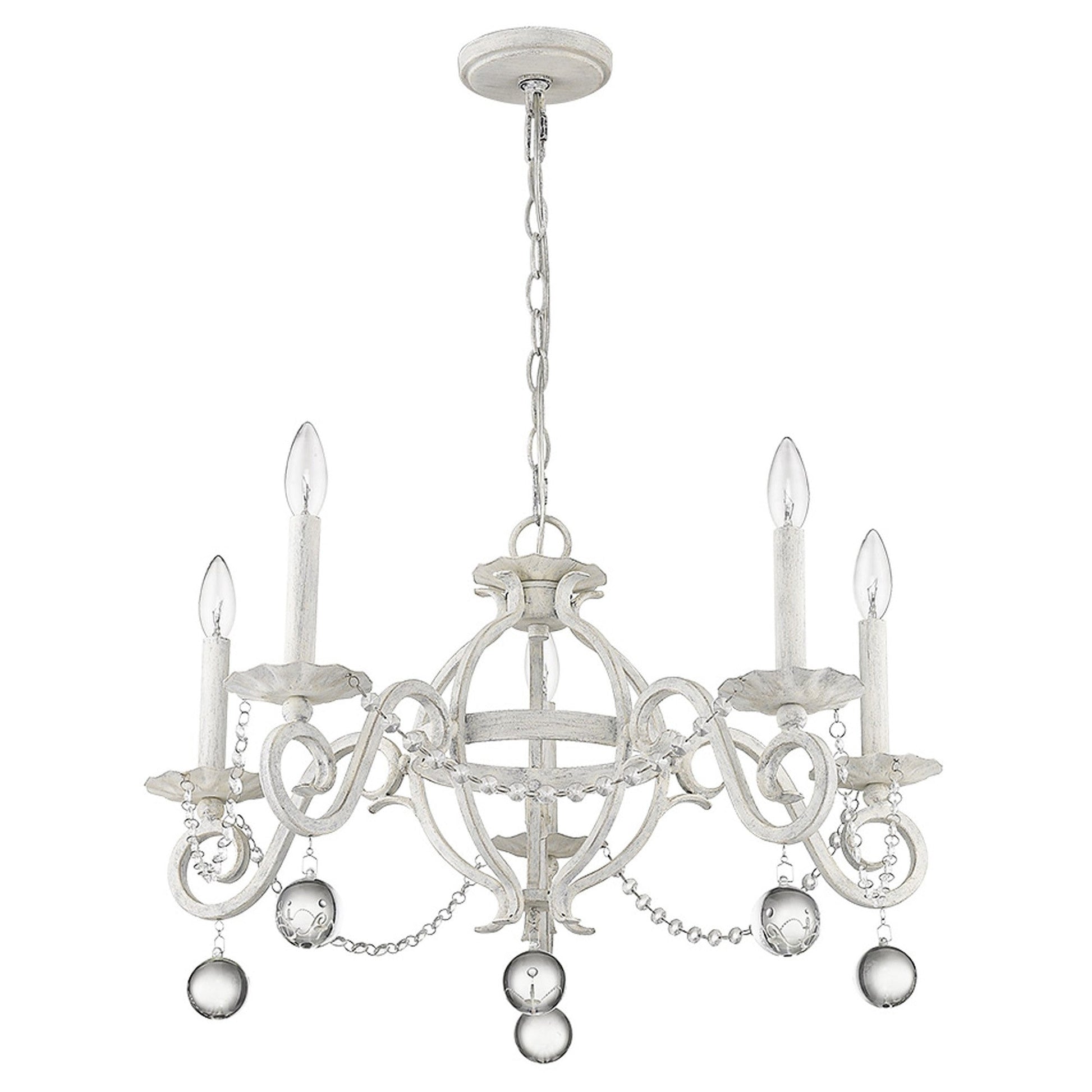HomeRoots Callie 5-Light Chandelier in Country White Finish