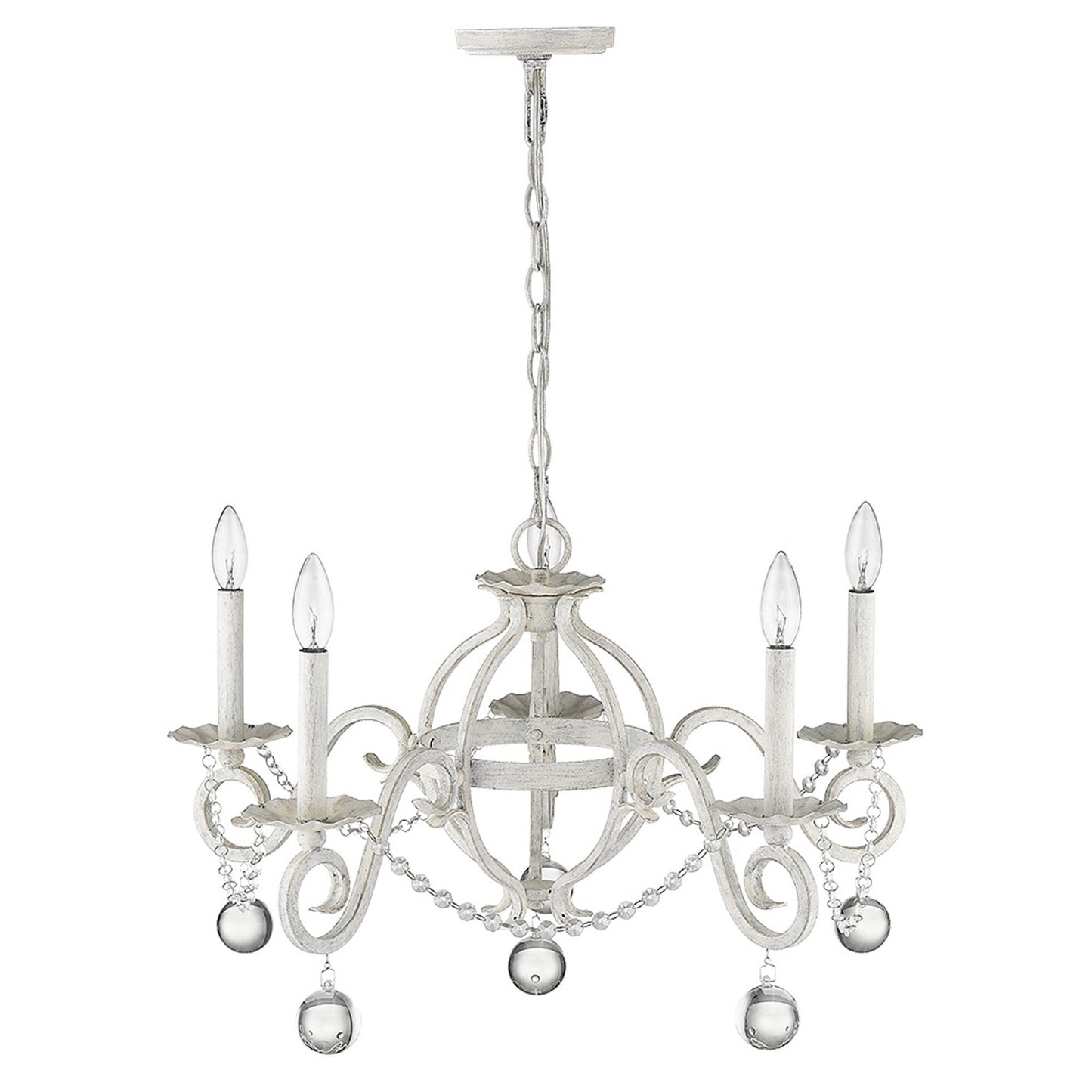 HomeRoots Callie 5-Light Chandelier in Country White Finish