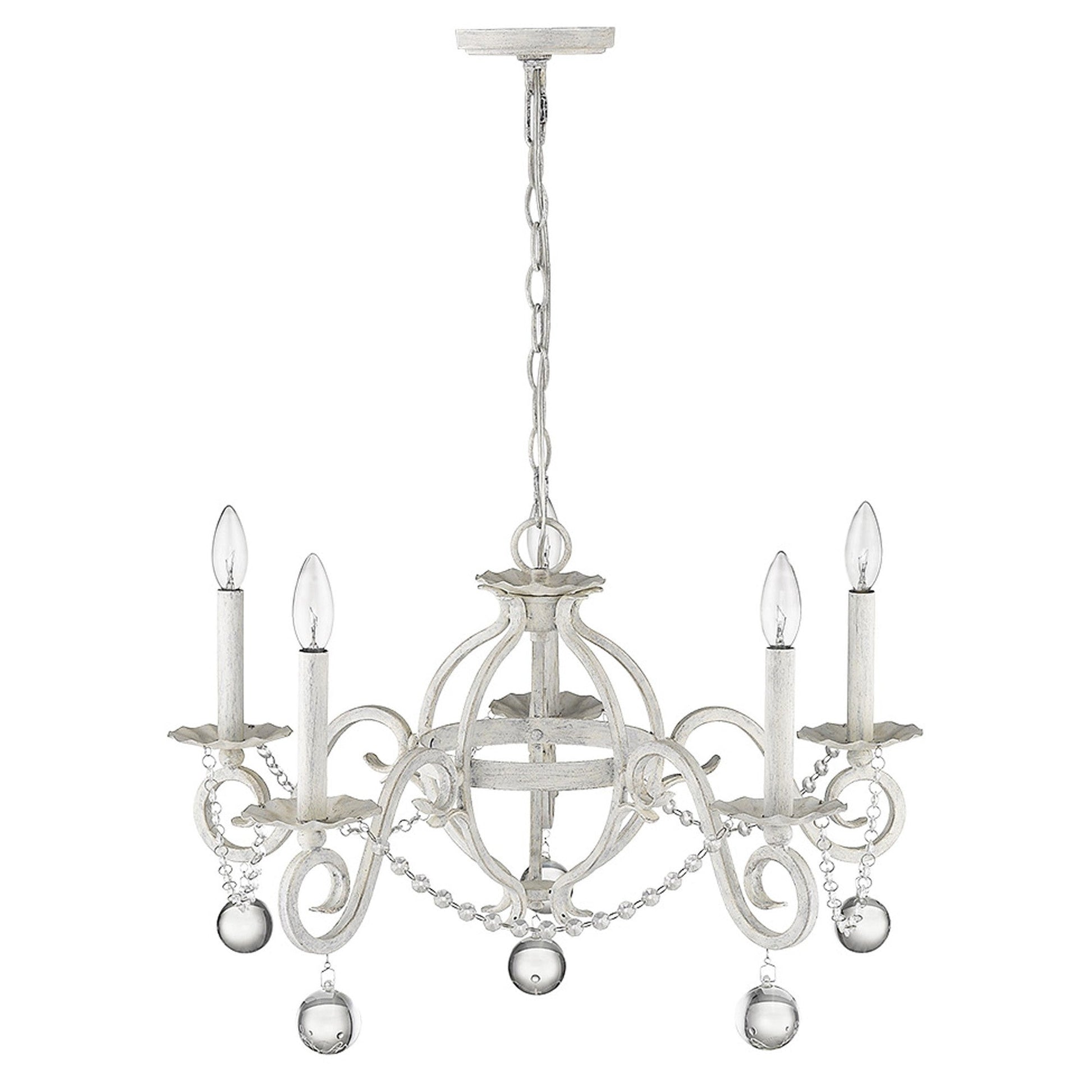 HomeRoots Callie 5-Light Chandelier in Country White Finish