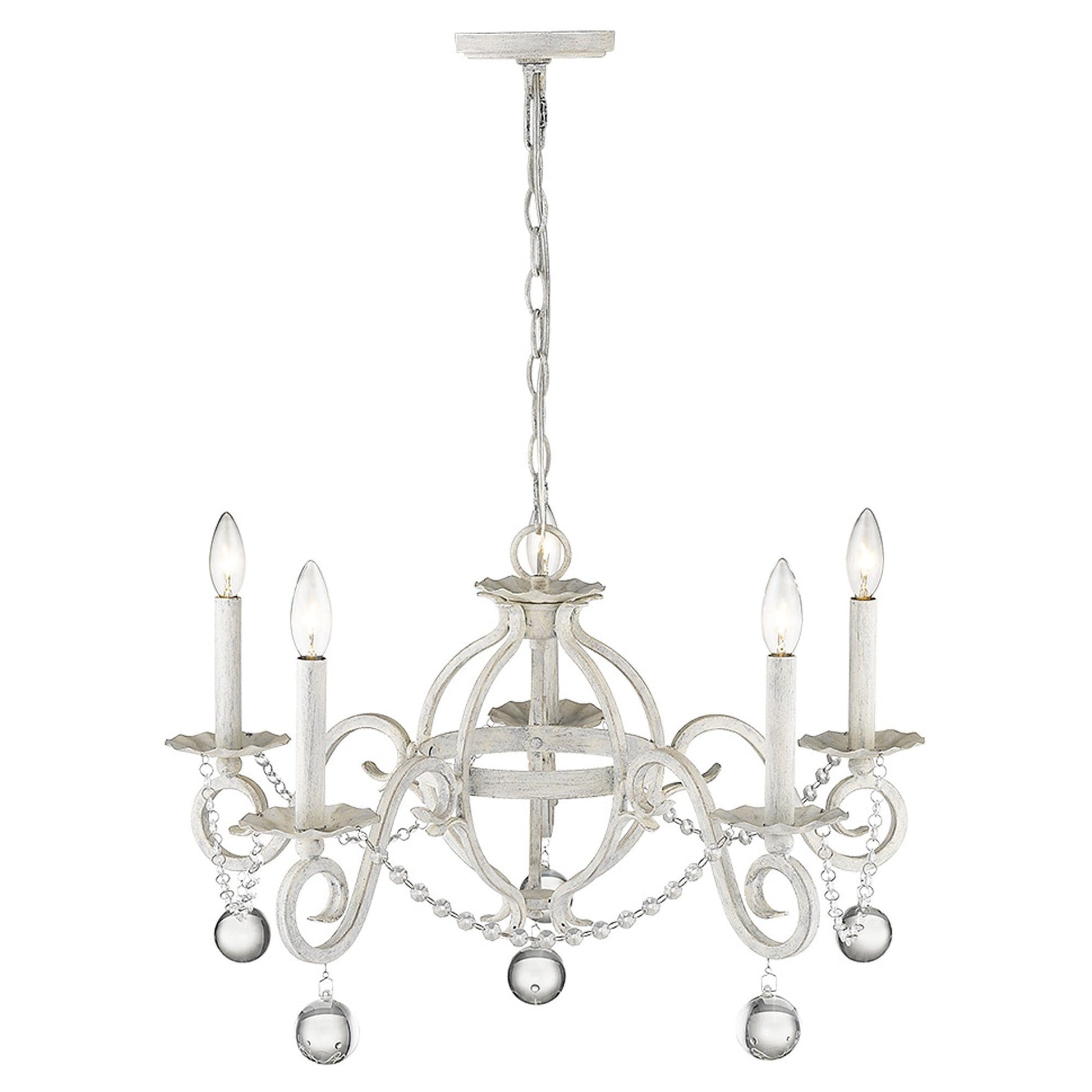 HomeRoots Callie 5-Light Chandelier in Country White Finish