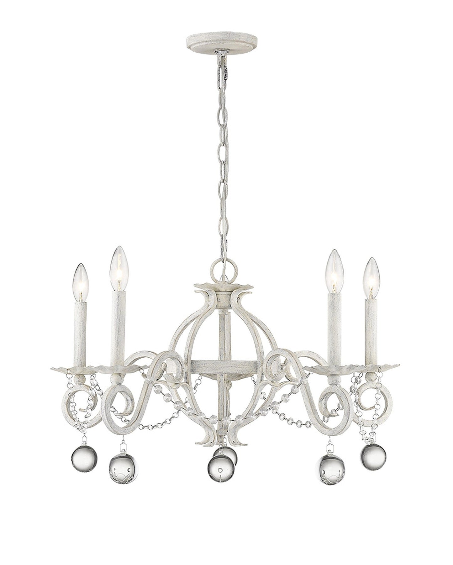 HomeRoots Callie 5-Light Chandelier in Country White Finish