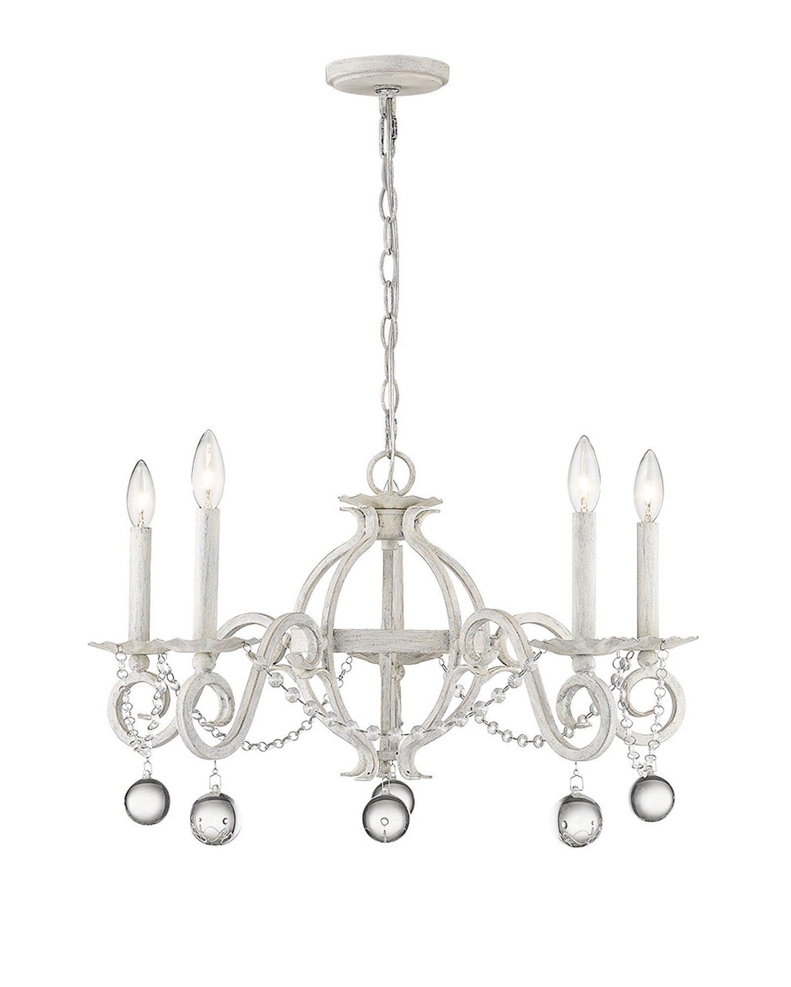 HomeRoots Callie 5-Light Chandelier in Country White Finish