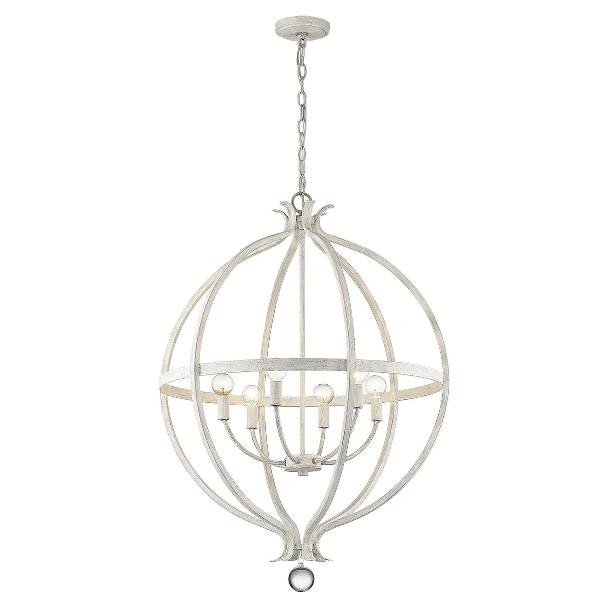HomeRoots Callie 6-Light Pendant in Country White Finish