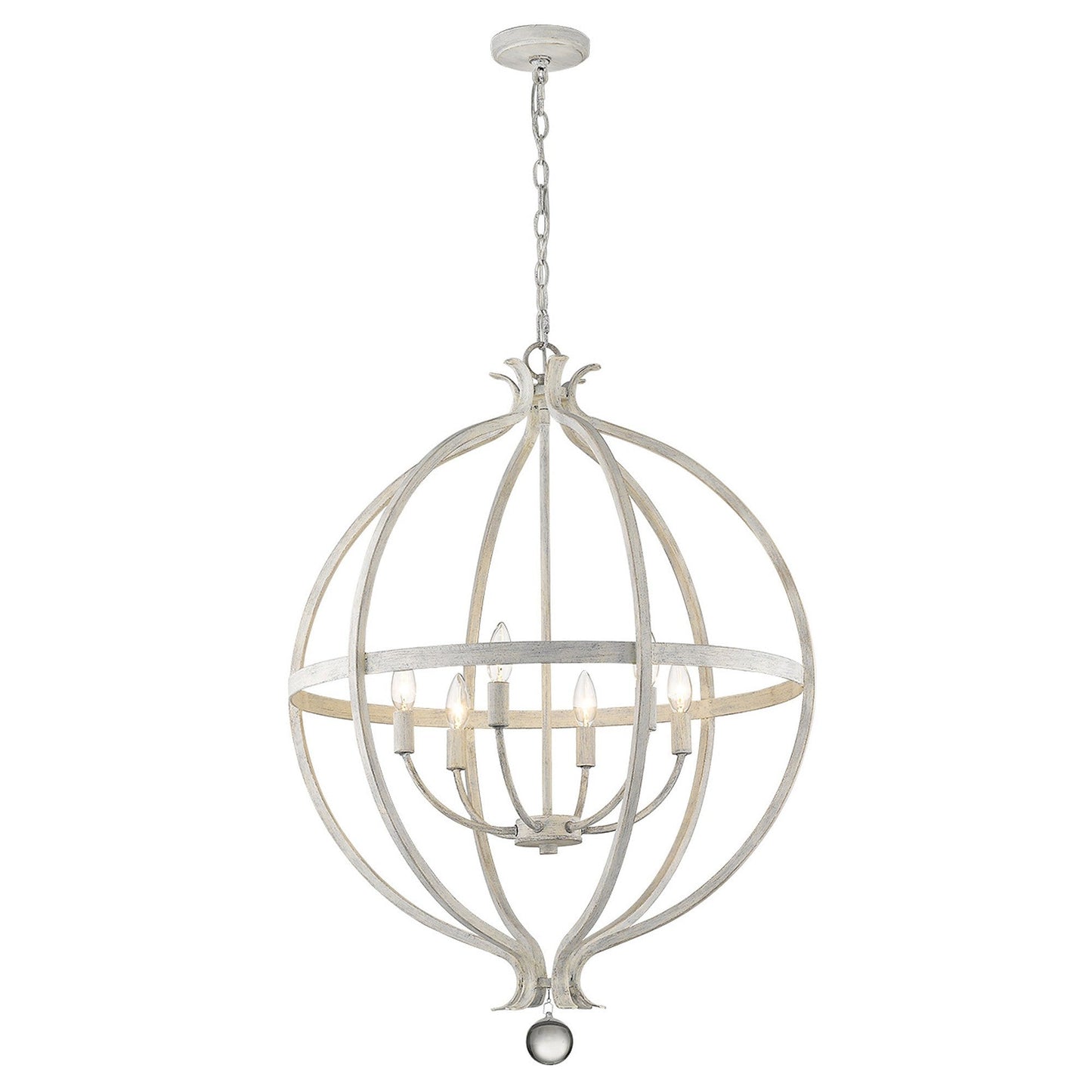 HomeRoots Callie 6-Light Pendant in Country White Finish