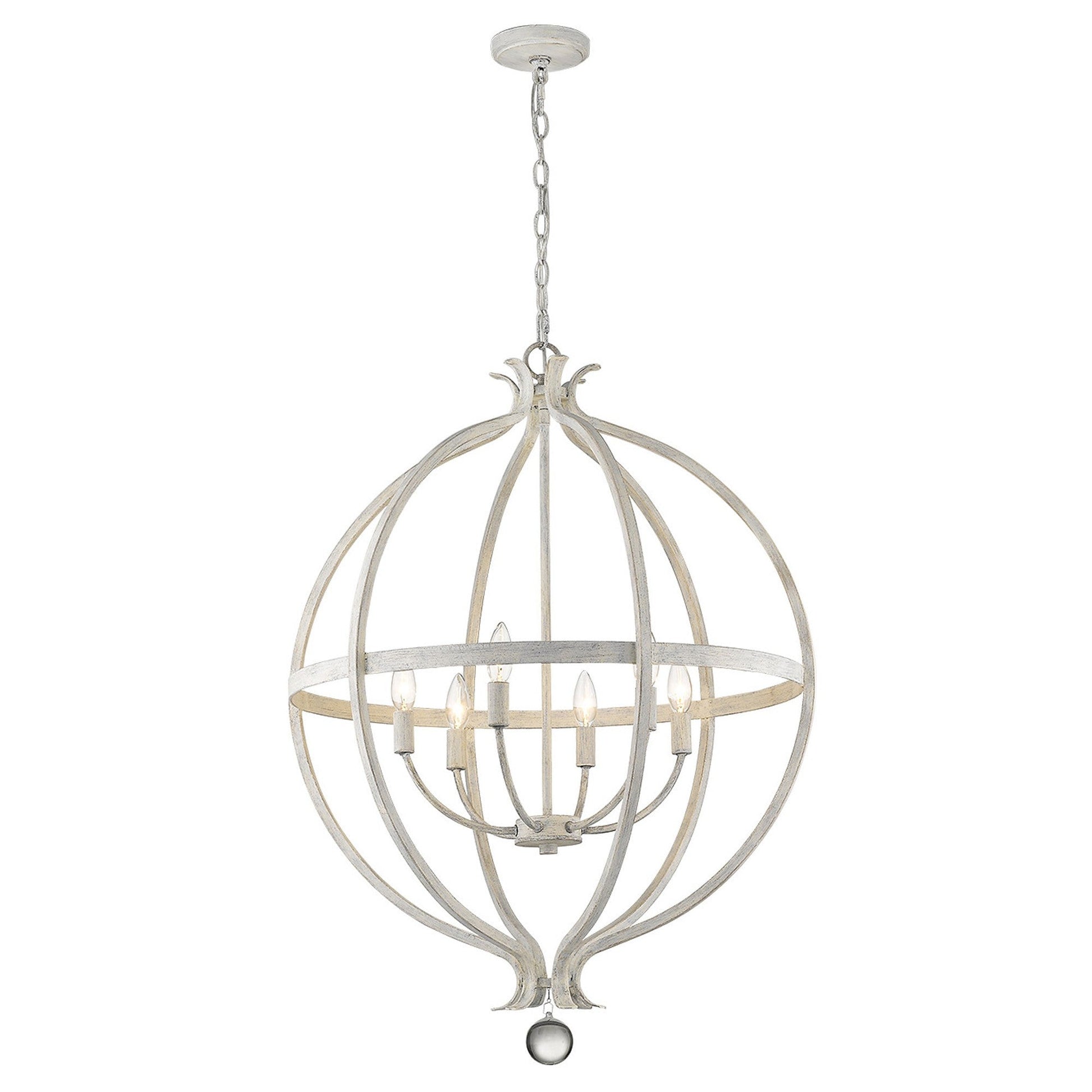 HomeRoots Callie 6-Light Pendant in Country White Finish