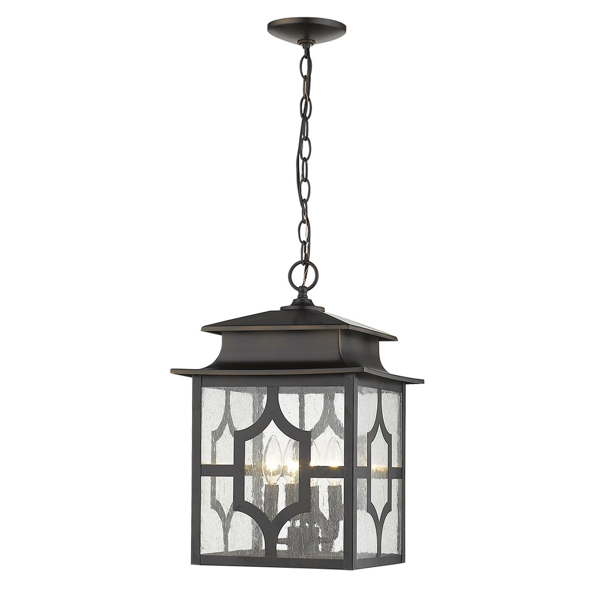 HomeRoots Calvert 4-Light Hanging Lantern in Oil Rubbed Bronze Finish