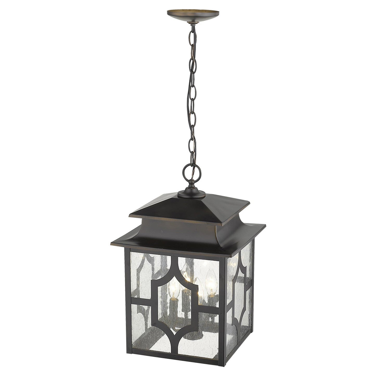 HomeRoots Calvert 4-Light Hanging Lantern in Oil Rubbed Bronze Finish