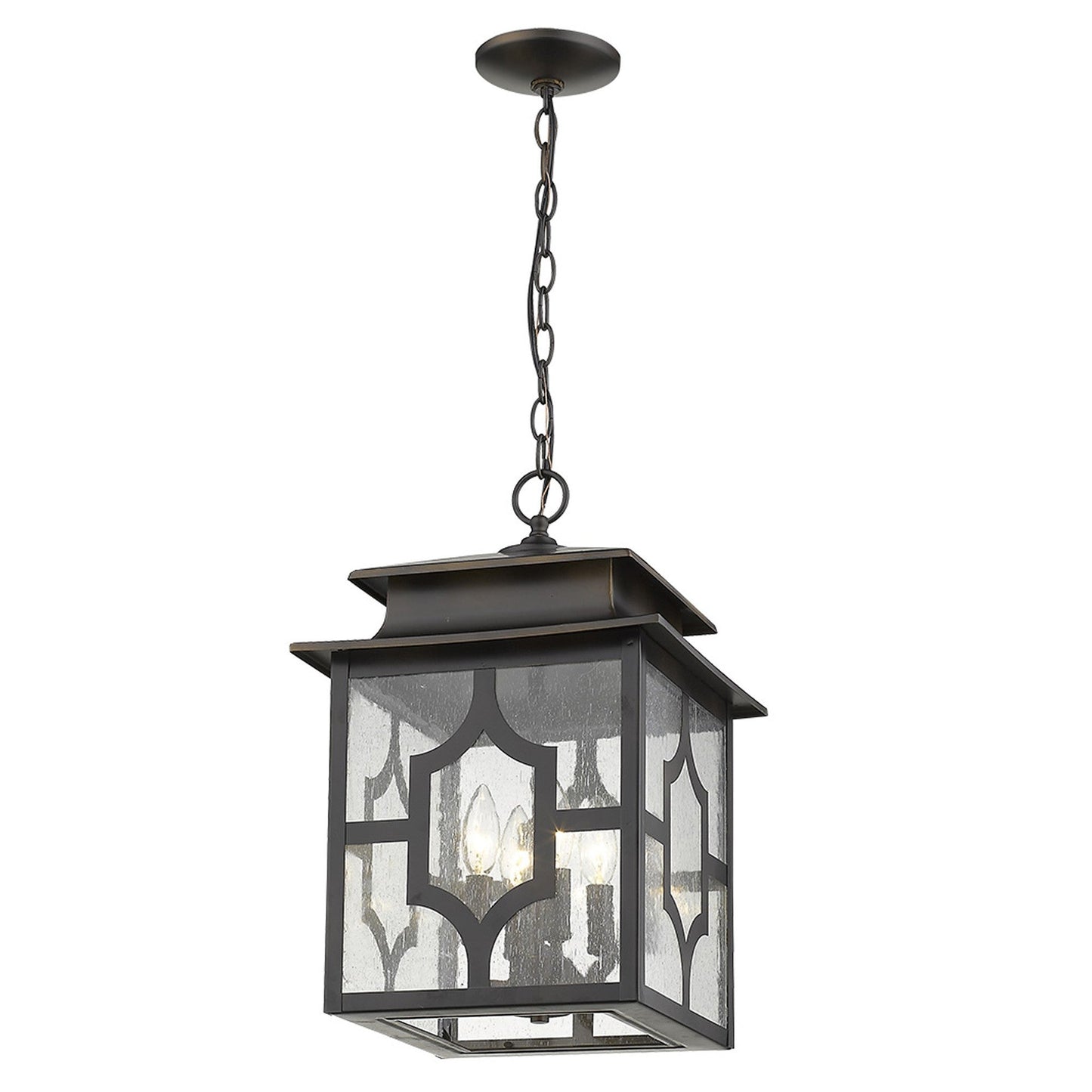 HomeRoots Calvert 4-Light Hanging Lantern in Oil Rubbed Bronze Finish