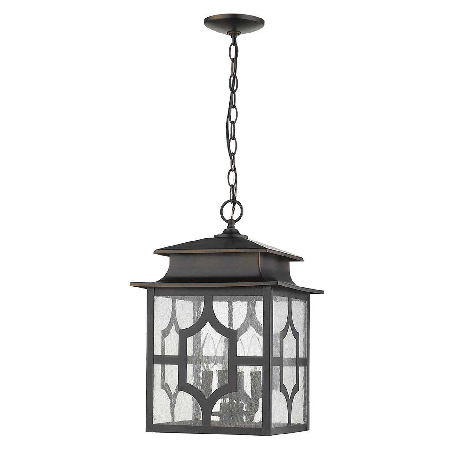 HomeRoots Calvert 4-Light Hanging Lantern in Oil Rubbed Bronze Finish