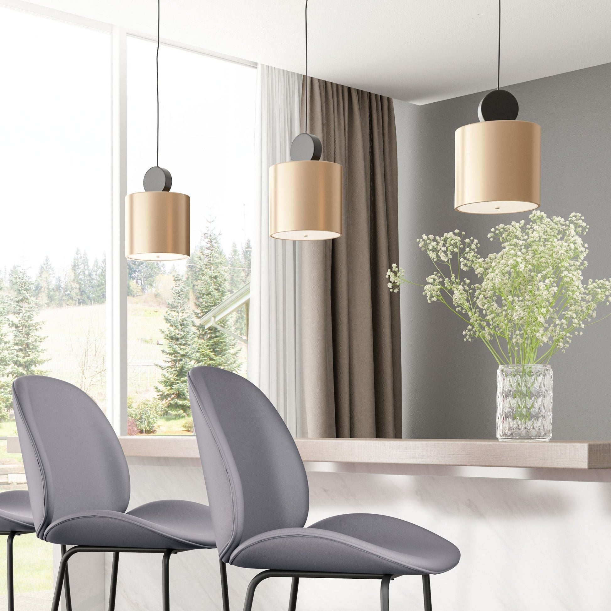 HomeRoots Can Deco Lamp in Gold Finish