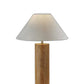 HomeRoots Canopy Natural Wood Block Table Lamp With Natural Oak Finish and Antique Brass Accents