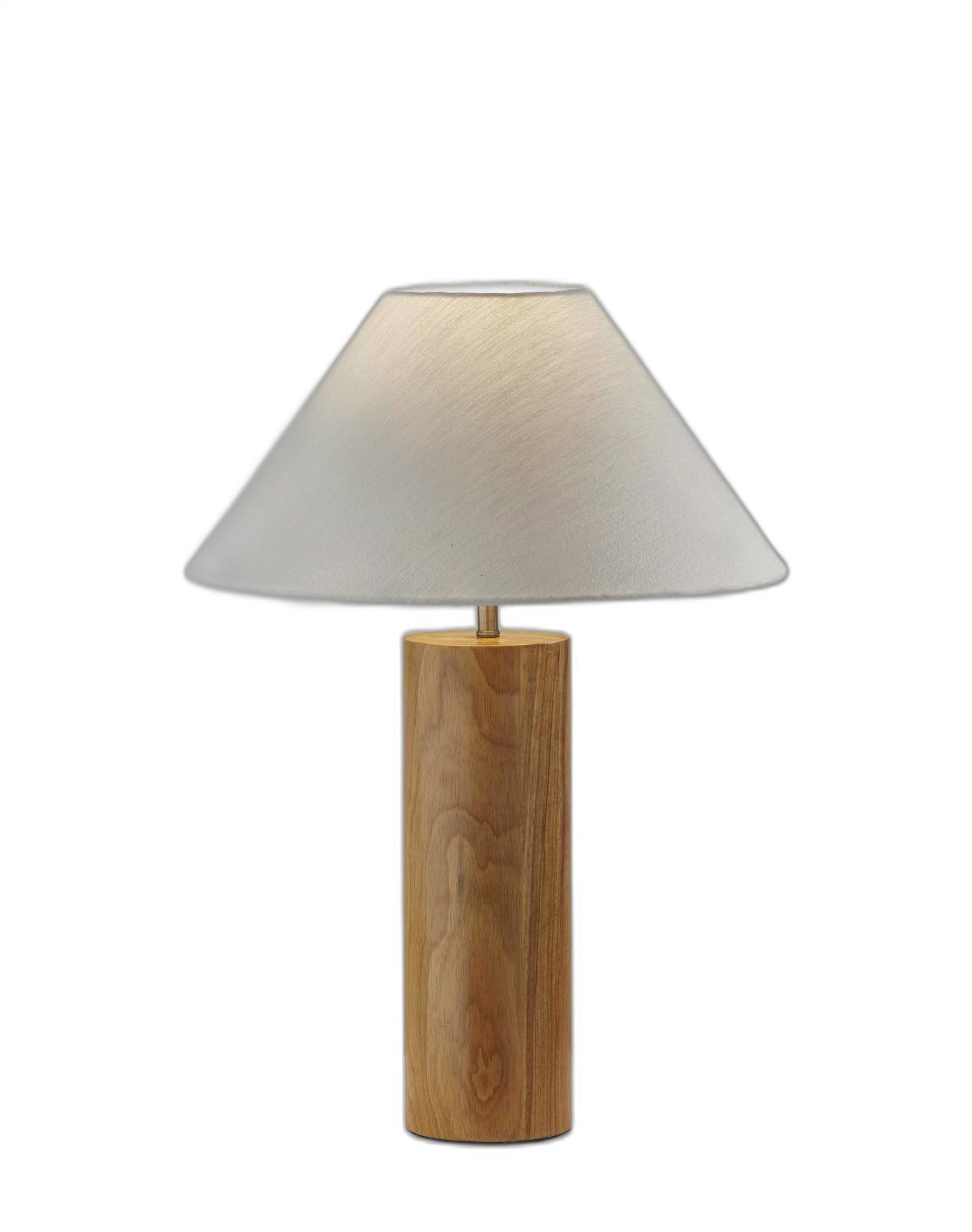 HomeRoots Canopy Natural Wood Block Table Lamp With Natural Oak Finish and Antique Brass Accents