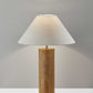 HomeRoots Canopy Natural Wood Block Table Lamp With Natural Oak Finish and Antique Brass Accents