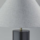 HomeRoots Canopy Wood Block Table Lamp With Light Gray Shade and Black Finish