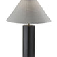 HomeRoots Canopy Wood Block Table Lamp With Light Gray Shade and Black Finish