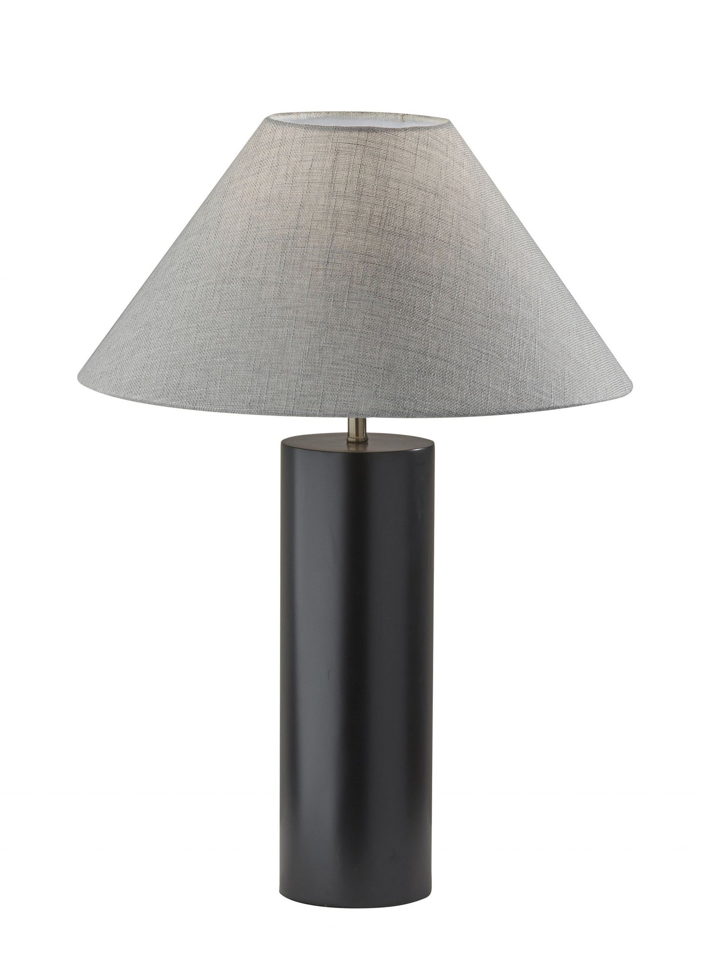 HomeRoots Canopy Wood Block Table Lamp With Light Gray Shade and Black Finish
