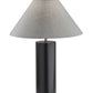 HomeRoots Canopy Wood Block Table Lamp With Light Gray Shade and Black Finish