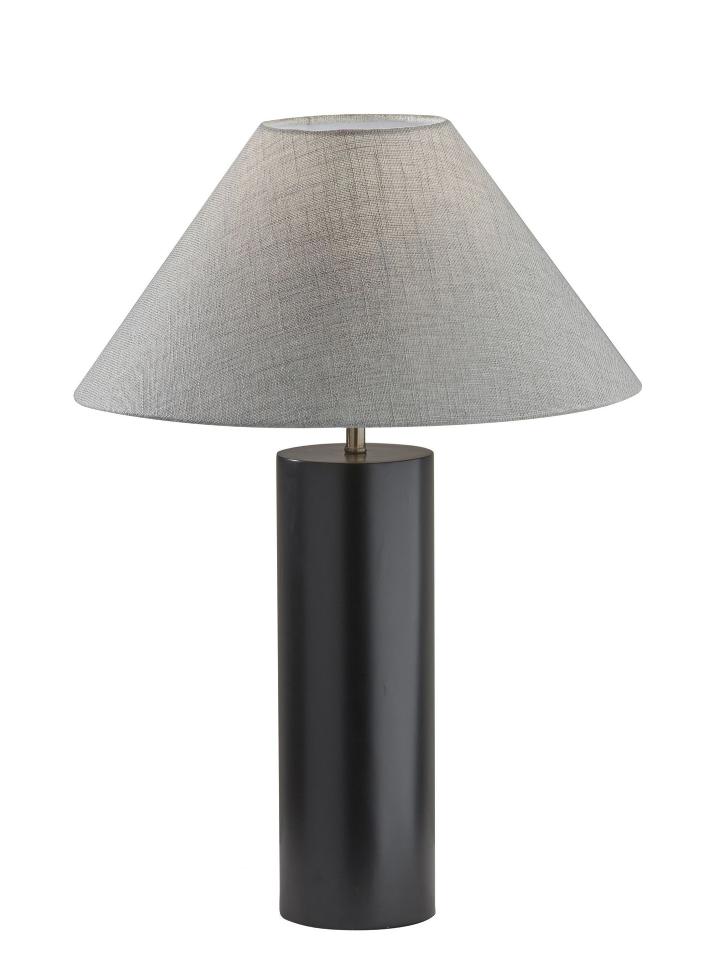 HomeRoots Canopy Wood Block Table Lamp With Light Gray Shade and Black Finish