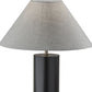 HomeRoots Canopy Wood Block Table Lamp With Light Gray Shade and Black Finish