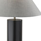 HomeRoots Canopy Wood Block Table Lamp With Light Gray Shade and Black Finish