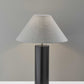 HomeRoots Canopy Wood Block Table Lamp With Light Gray Shade and Black Finish