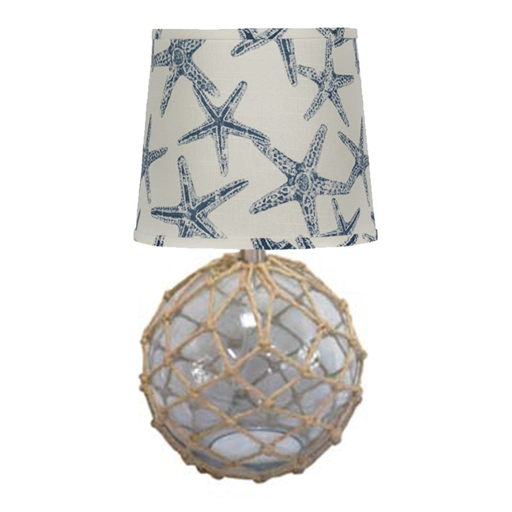 HomeRoots Cape Navy Starfish Accent Lamp With Netted Glass Finish