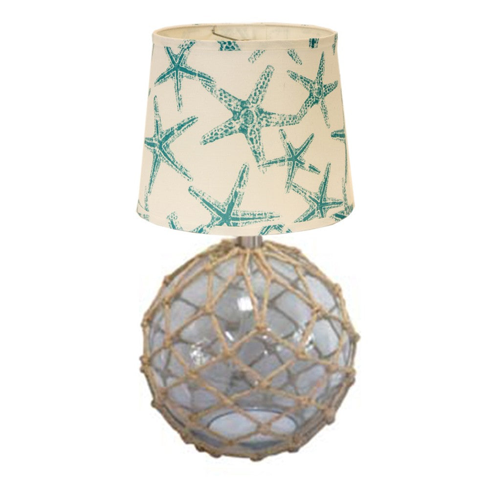 HomeRoots Cape Teal Starfish Accent Lamp With Netted Glass Finish