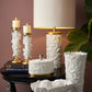 HomeRoots Carved Table Lamp in White and Gold Finish