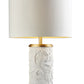 HomeRoots Carved Table Lamp in White and Gold Finish