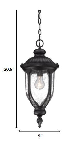 HomeRoots Cast Aluminum Hanging Pendant Light in Matte Black Finish