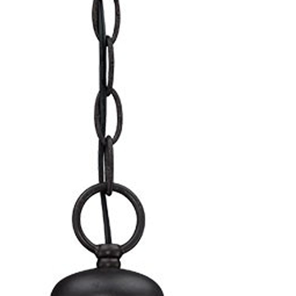 HomeRoots Cast Aluminum Hanging Pendant Light in Matte Black Finish