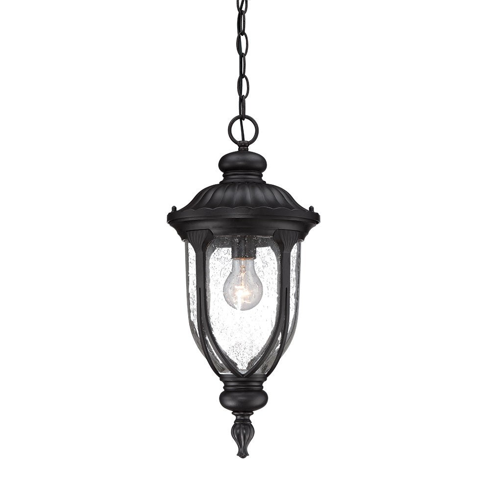 HomeRoots Cast Aluminum Hanging Pendant Light in Matte Black Finish