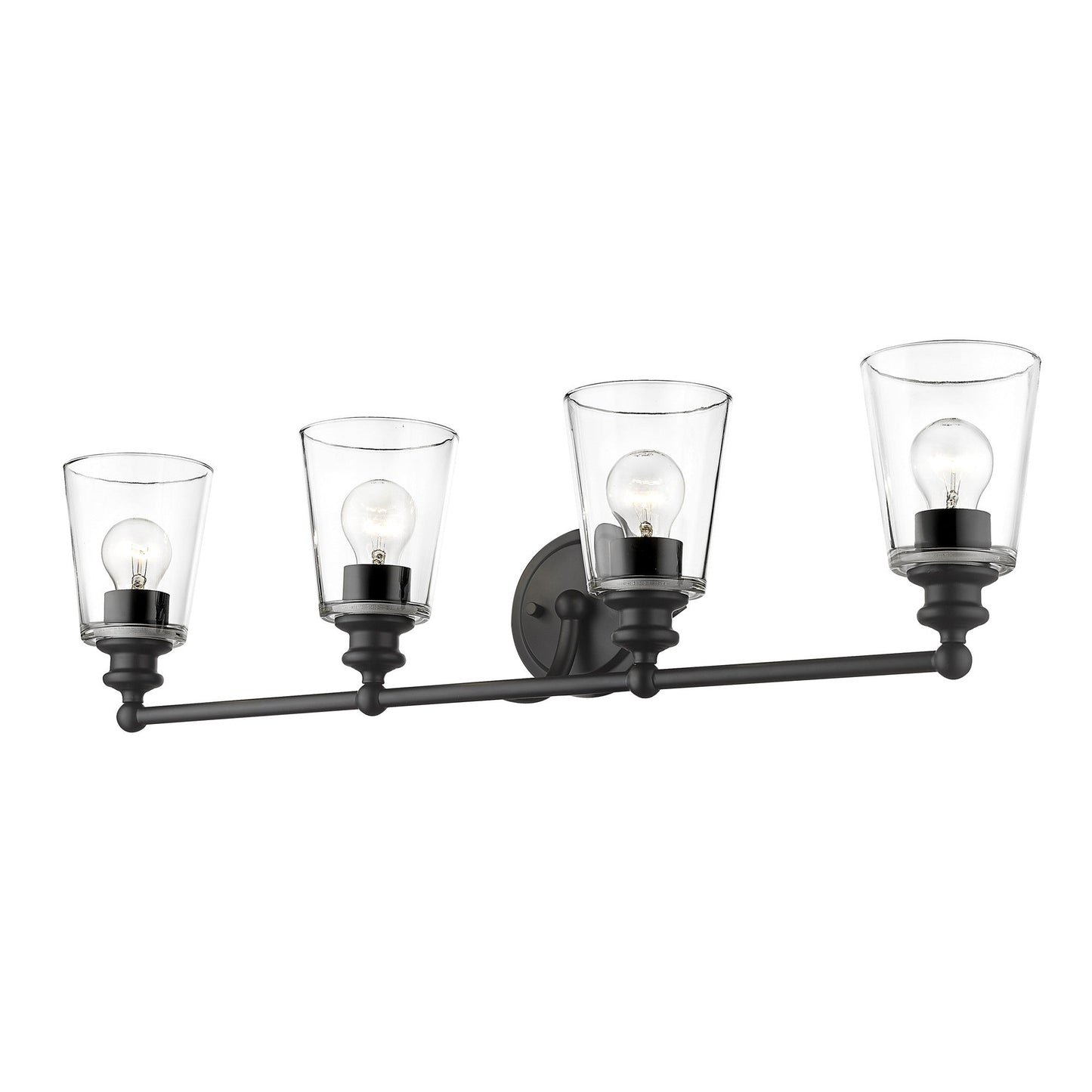 HomeRoots Ceil 4-Light Vanity Lighting in Matte Black Finish