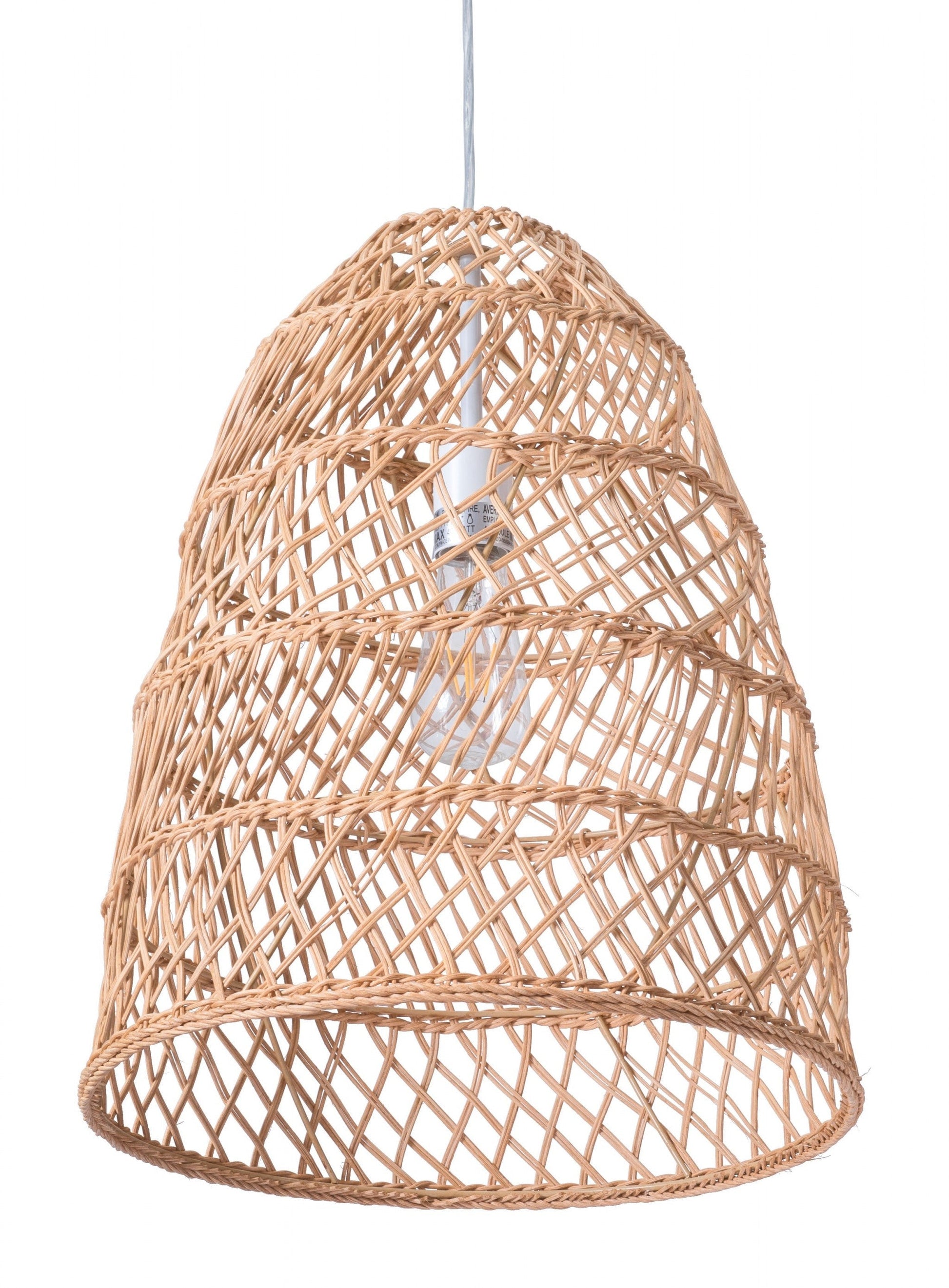 HomeRoots Ceiling Lamp With Natural Basket Shade