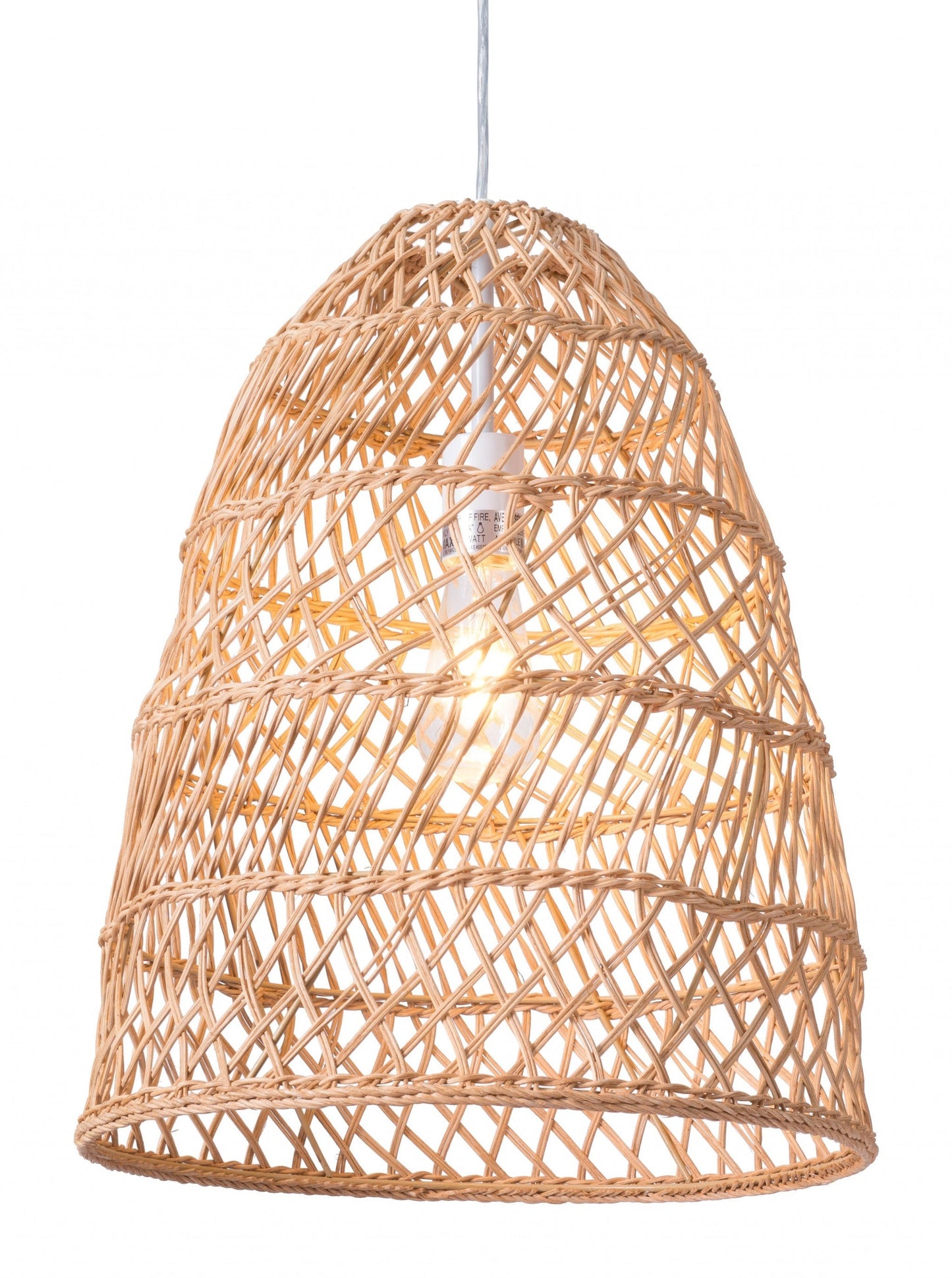 HomeRoots Ceiling Lamp With Natural Basket Shade
