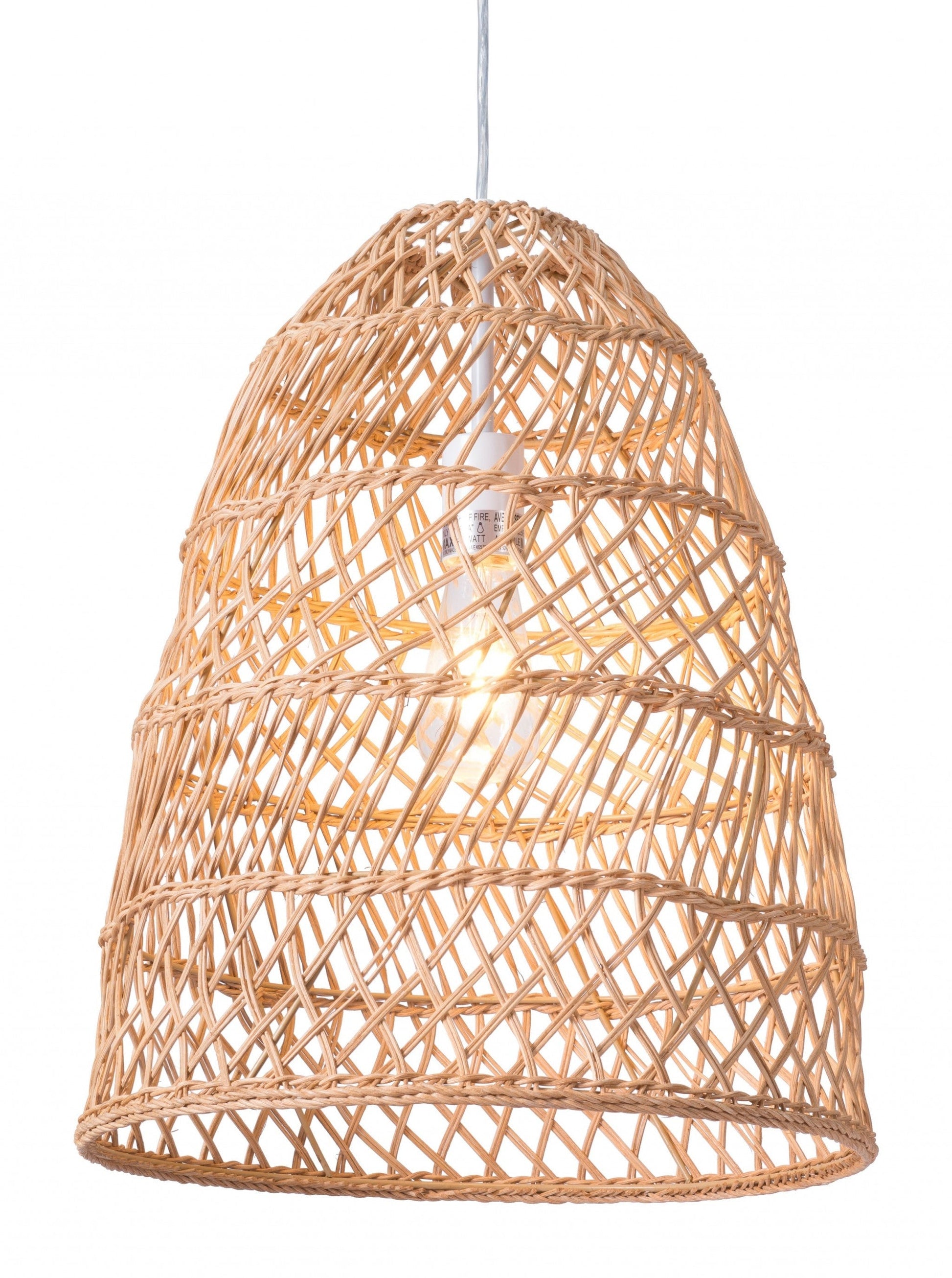 HomeRoots Ceiling Lamp With Natural Basket Shade