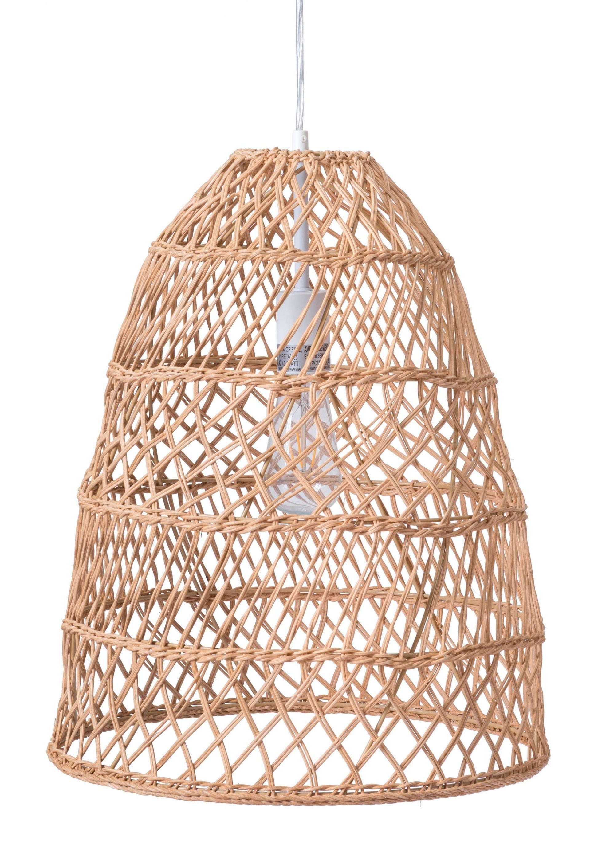 HomeRoots Ceiling Lamp With Natural Basket Shade